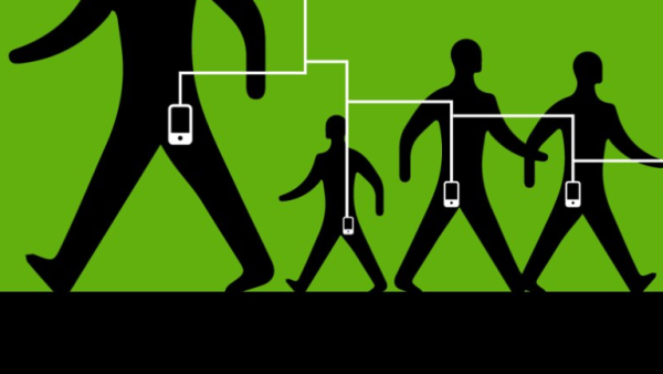 Ilustração: pessoas com telemóveis