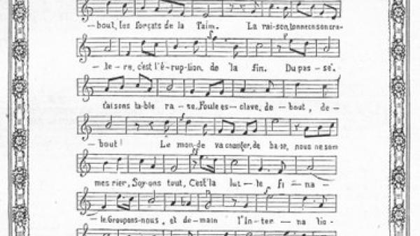 Primeira publicação da letra e música da Internacional. Imagem: wikimedia commons.