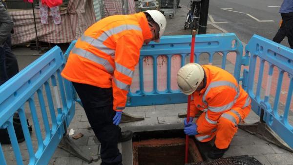 Trabalhos da Thames Water nas ruas de Londres.