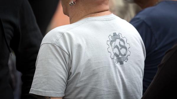 Manifestante neonazi na Alemanha em 2019. Foto de Kai Schwerdt/Flickr.