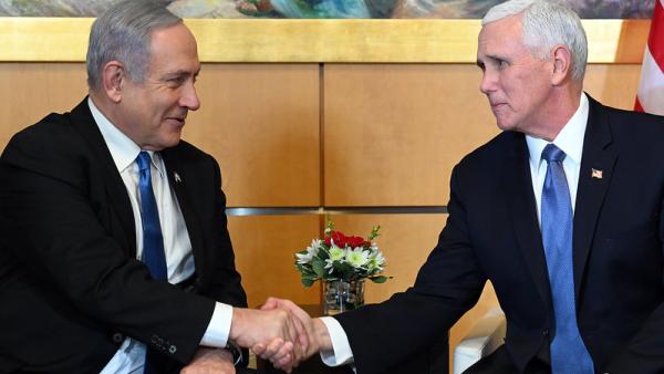 Netanyahu e Mike Pence, o vice-presidente dos EUA encontram-se em Israel em janeiro deste ano.