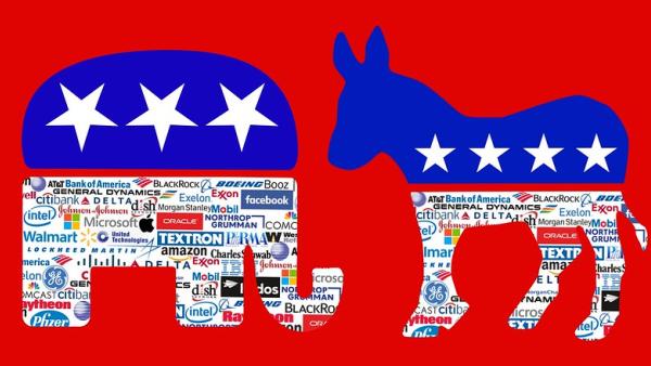 Os dois principais partidos dos EUA estão dependentes do dinheiro dos grandes capitalistas do seu país. Ilustração de  Butter My Parsnips/Flickr.