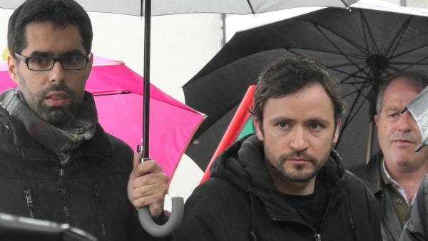 José Soeiro na manifestação de apoio aos trabalahadores do Miradouro Ignez, 13 de abril de 2019. Foto Henrique Borges/Facebook.
