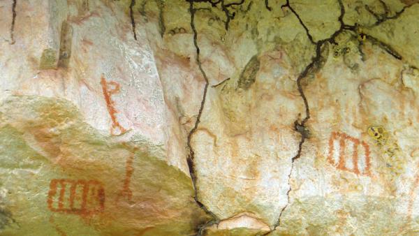 Pintura rupestre fotografada em San José del Guaviare, Colômbia, em 2012. Foto de Luis Alveart/Flickr.
