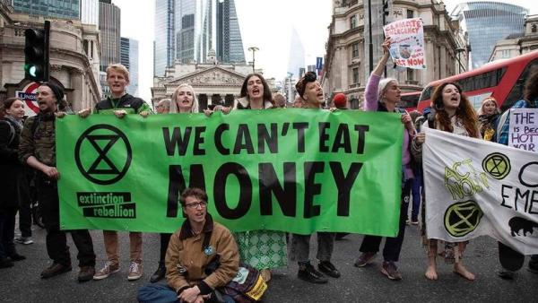 Faixa do Extinction Rebellion.