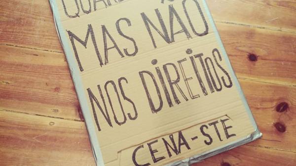 Cartaz de protesto do CENA-STE. Foto do facebook do sindicato.