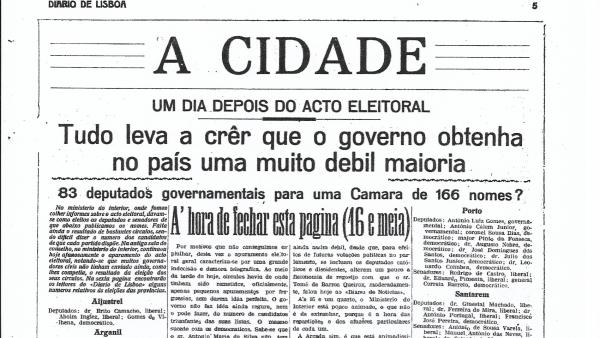 Página do Diário de Lisboa (parte) de 11 de julho de 1921 com resultados eleitorais (obtido em casacomum.org - Fundação Mário Soares)