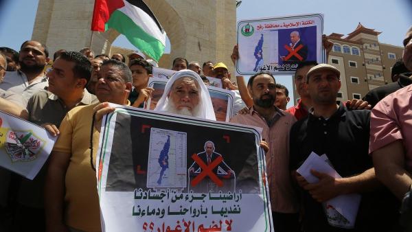 Palestinos protestam contra planos de anexação israelita da Cisjordânia ocupada, 11 de junho de 2020 – Foto de Abed Rahim Khatib/Agência Anadolu, retirada de monitordooriente.com