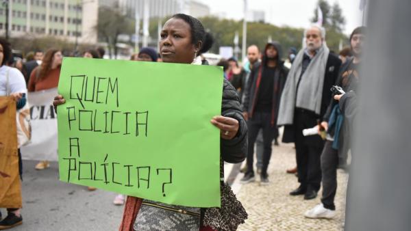 Manifestação contra a violência policial em Lisboa, em fevereiro de 2020. 