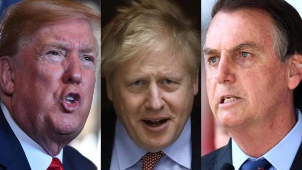 Trump, Johnson e Bolsonaro. Montagem publicada em https://sociologiaenlaunjfsc.wordpress.com/.