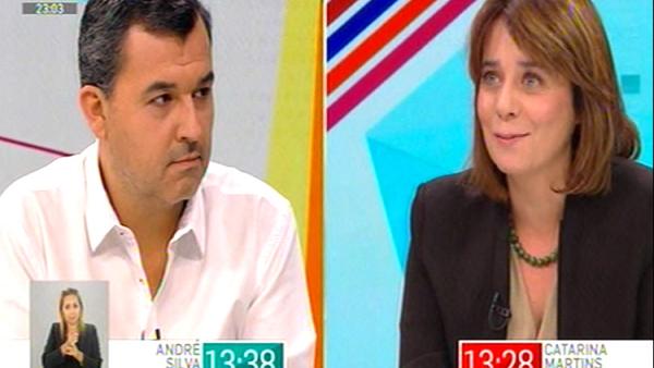 Debate entre André SIlva e Catarina Martins na SIC Notícias, moderado por Clara de Sousa