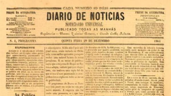 Capa do primeiro número do DN, 29 de dezembro de 1864 - Foto de wikipedia.pt