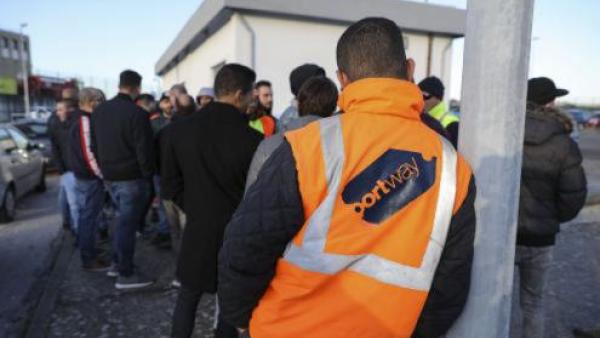 Imagem da paralisação de trabalhadores da Portway em dezembro de 2019, Lisboa. 