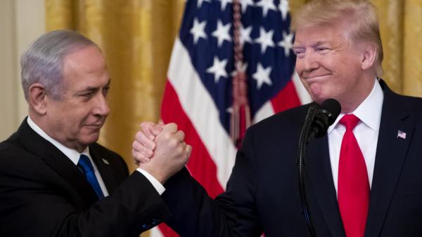 Trump apresenta o seu plano para a Palestina ao lado de Netanyahu. Janeiro de 2020.