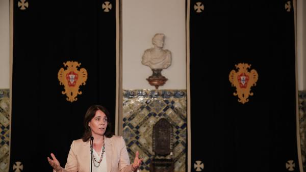Catarina Martins à saíde da audiência com o Presidente da República.