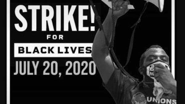 Um dos cartazes da Strike for Black Lives.