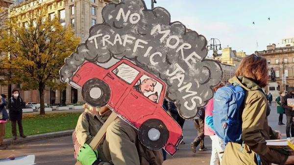 Ação de rua por melhores transportes ´blicos esta quarta-feira em Glasgow.