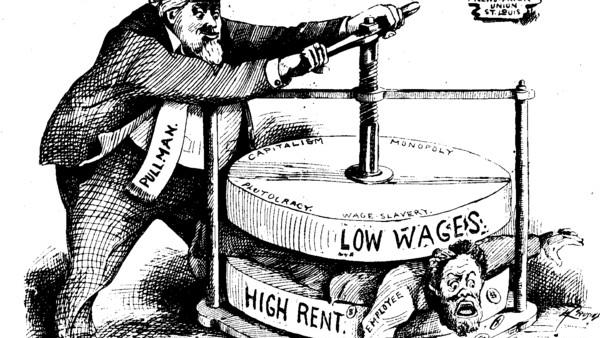 The Condition of Laboring man at Pullman. Ilustração de 1894.