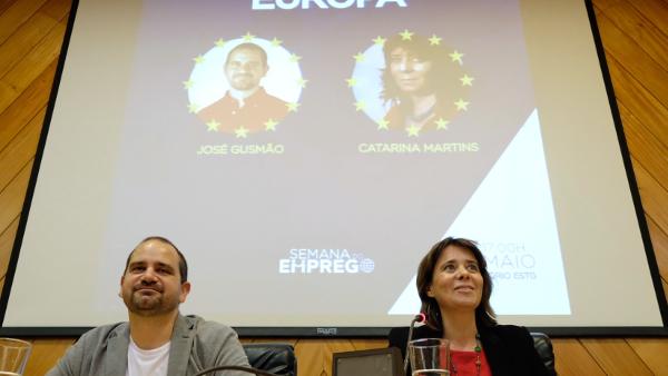 José Gusmão, segundo candidato do Bloco às eleições europeias, e Catarina Martins - Foto de Paula Nunes