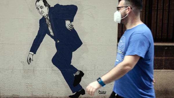 Graffiti com imagem de Juan Carlos I da autoria de O Primo de Bansky, Valência.