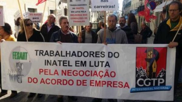 Trabalhadores da INATEL em luta em dezembro de 2016. Foto CGTP.