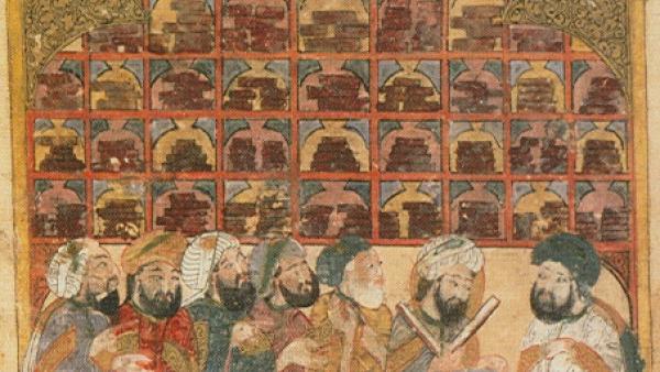 Estudiosos na biblioteca Abbasi, por Yahya ibn Mahmud al-Wasiti, Bagdade, 1237.