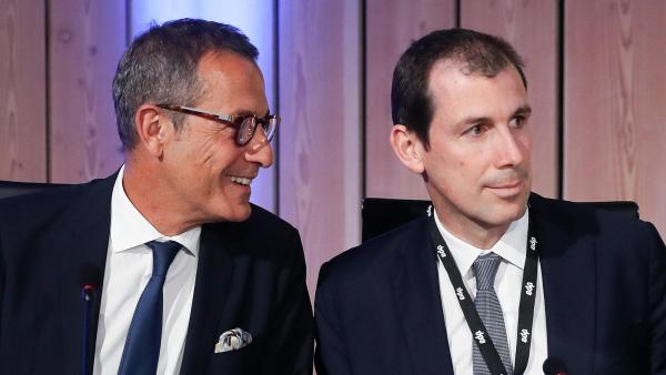 Miguel Stilwell (à direita), em 2019, com António Mexia. Foto de António Cotrim, Lusa.