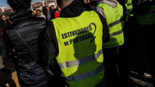 Piquete de greve dos estivadores de Lisboa em fevereiro de 2020.