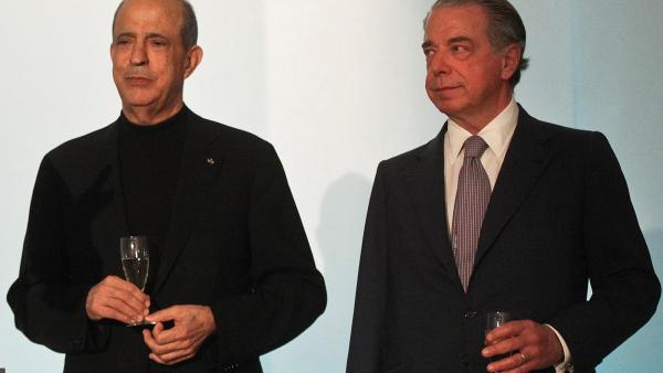Joe Berardo com Ricardo Salgado na apresentação da 9ª edição do BES Photo, em 2013. Pormenor de foto de Mário Cruz, Lusa arquivo.