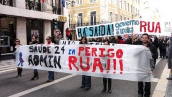 Manifestação dos trabalhadores da linha saúde 24 em 2014