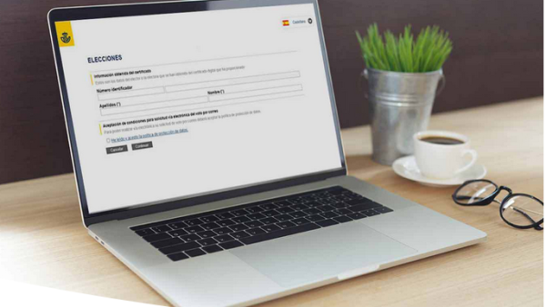 Imagem de divulgação do formulário eletrónico de solicitação de voto por correspondência. Foto dos Correios de Espanha.