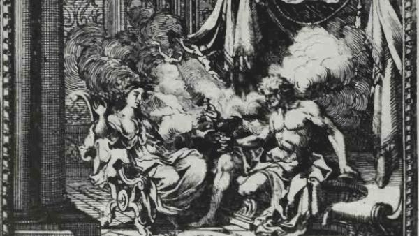 Pandora, Epimeteu e caixa acabada de abrir, gravura de Sébastien Le Clerc (1676), fonte: wikipedia.org