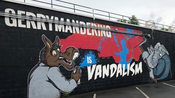 Mural contra a manipulação de fronteiras eleitorais. Foto de chucka_nc/Flickr.