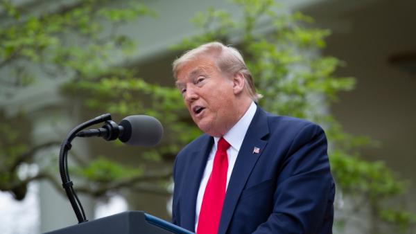 Trump anuncia suspensão de financiamento à OMS, 14 de abril de 2020 – Foto Stefani Reynolds/Epa/Lusa