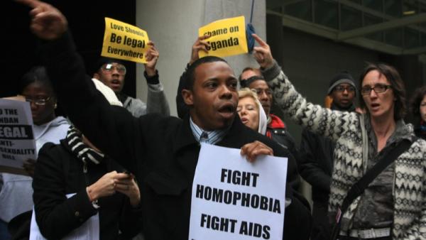 Protesto contra a homofobia no Uganda.Nova Iorque, 2009. Foto de Kaytee Riek/Flickr.
