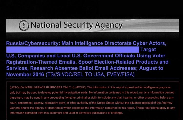 Cabeçalho do relatório da NSA obtido por The Intercept