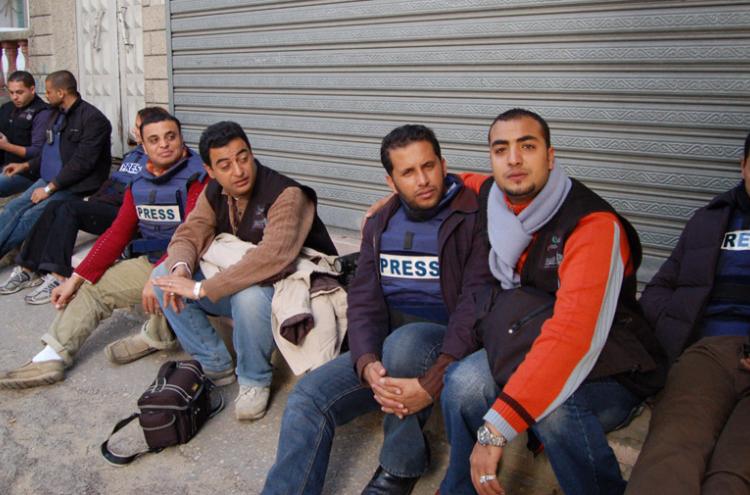 Jornalistas na Faixa de Gaza.