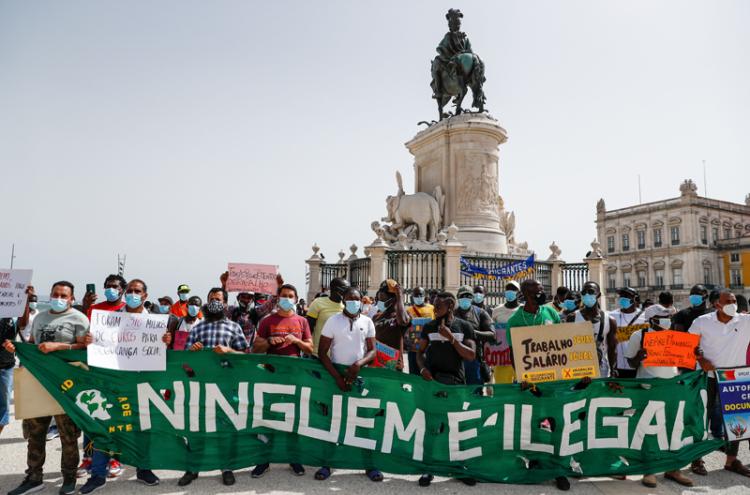 Manifestação de imigrantes este domingo em Lisboa.