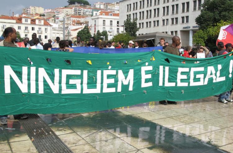 Manifestação de imigrantes em Lisboa. Foto de Paulete Matos.