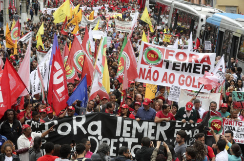 Manifestações em São Paulo contra Michel Temer.