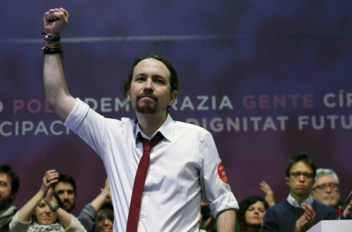 Pablo Iglesias no final do segundo congresso do Podemos.