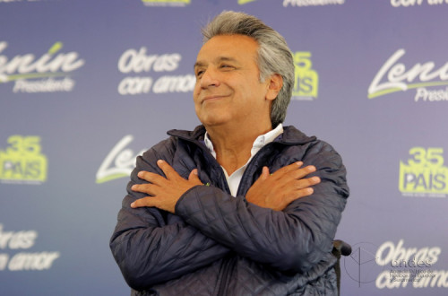 Lenín Moreno em campanha eleitoral. Quito, março de 2017.