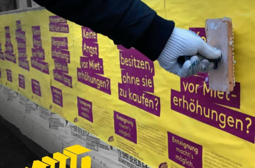 Cartazes do referendo em Berlim. Foto de Deutsche Wohnen & Co Enteignen.
