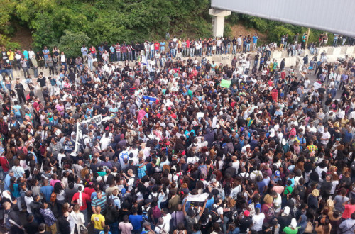 Manifestação de israelitas-etíopes em Tel-Aviv, em 3 de maio de 2015. Foto de Lilach Daniel