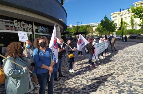 Piquete de greve em frente ao Corte Ingles. Foto: CESP/Facebook.