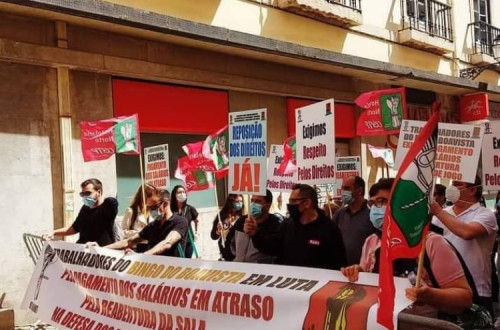 Trabalhadores do Bingo Boavista em luta em Lisboa. Foto Sindicato Hotelaria do Norte.