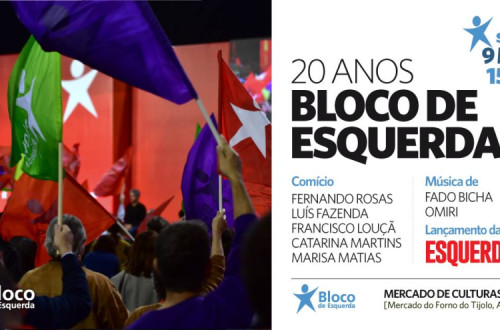 Cartaz do comício de 20º aniversário do Bloco de Esquerda.