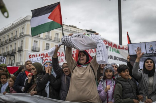 Manifestantes pedem o fim do ataque de Israel sobre a população palestina, Madrid 29 de outubro, MAR SALA
