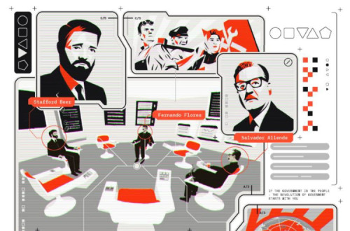 Ilustração do podcast The Santiago Boys, de Evgeny Morozov