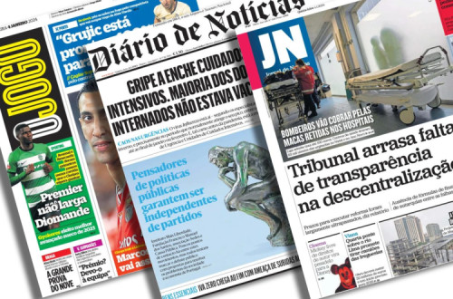 Capas do JN, DN e O Jogo.